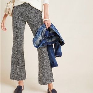 Anthropologie Leopard Cropped Flare Trousers Small
